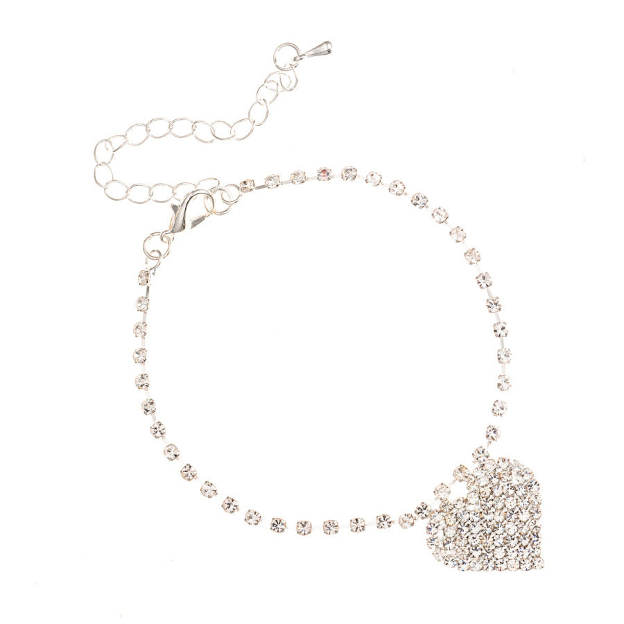 Heart's Desire Rhinestone Alloy Anklet