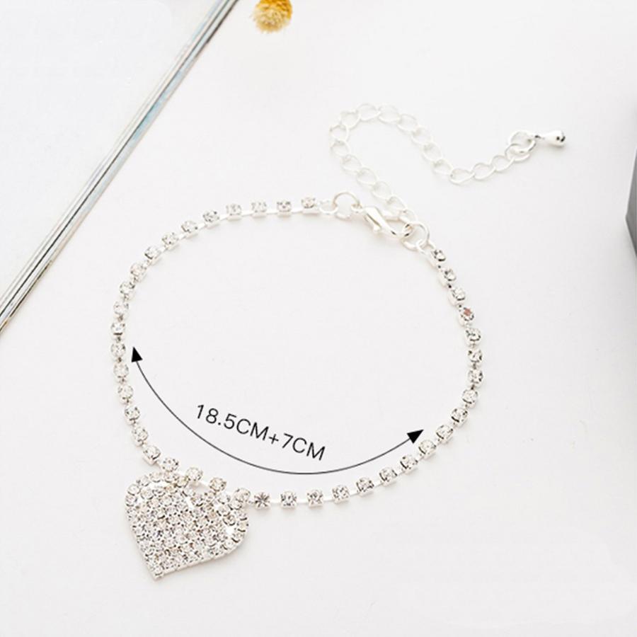 Heart's Desire Rhinestone Alloy Anklet