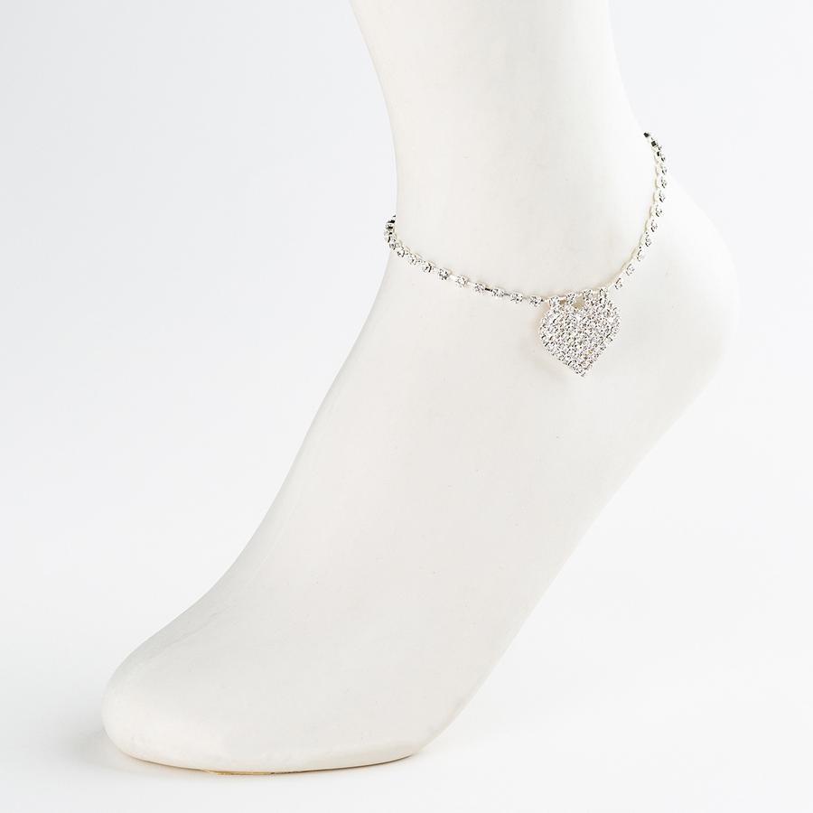 Heart's Desire Rhinestone Alloy Anklet