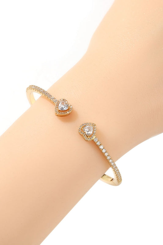 Heart-shaped rhinestone bracelet