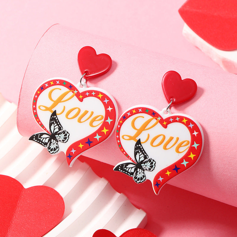 Valentine's Day Heart Butterfly Earrings.