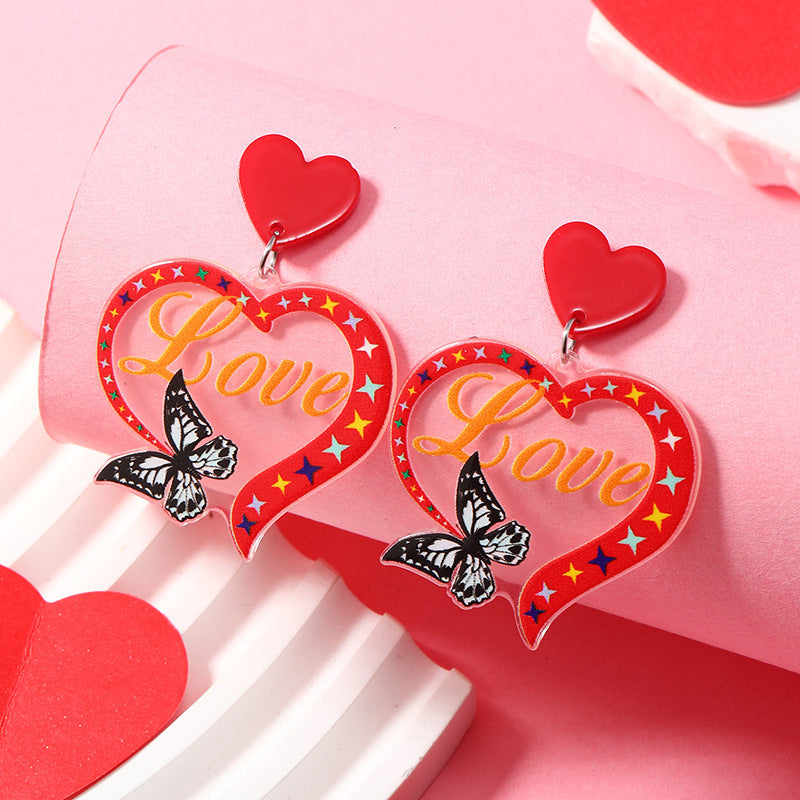 Valentine's Day Heart Butterfly Earrings.