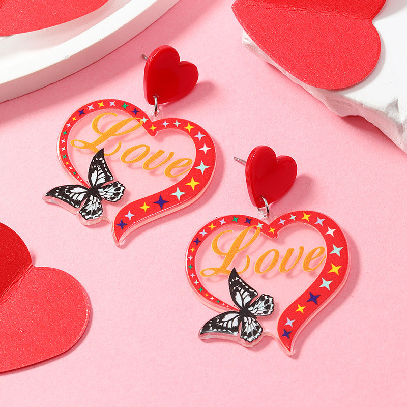 Valentine's Day Heart Butterfly Earrings.