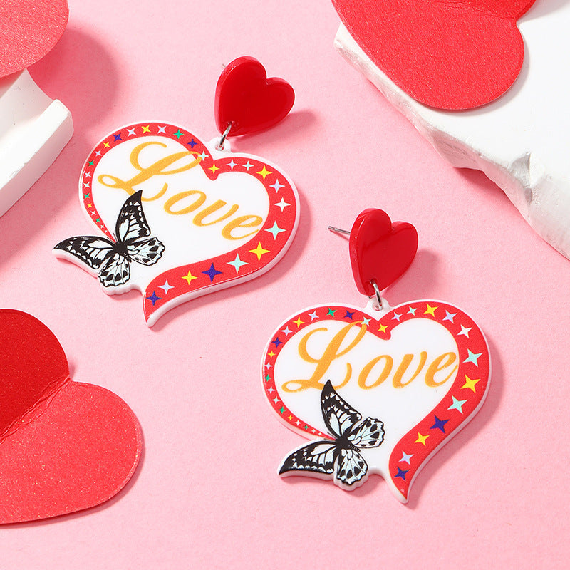 Valentine's Day Heart Butterfly Earrings.