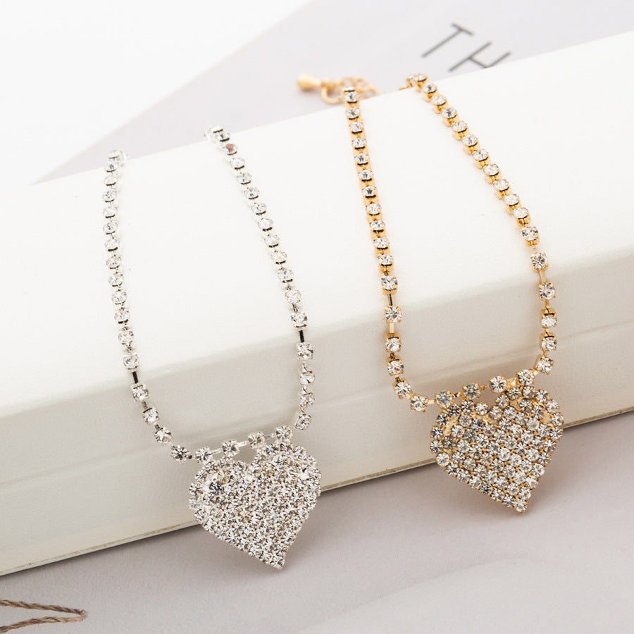 Heart's Desire Rhinestone Alloy Anklet