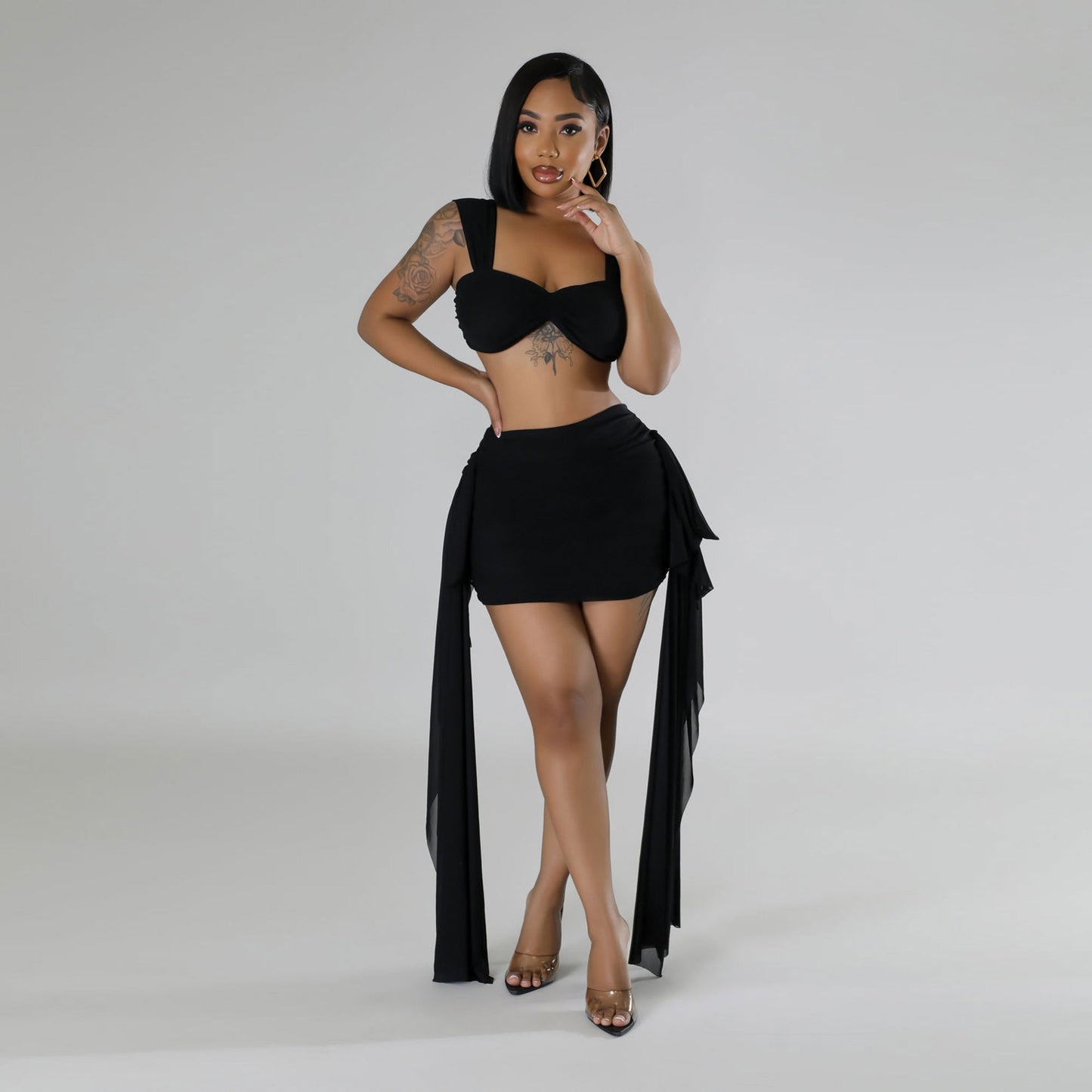 Chic Harmony Crop & Ruffle Skirt Set