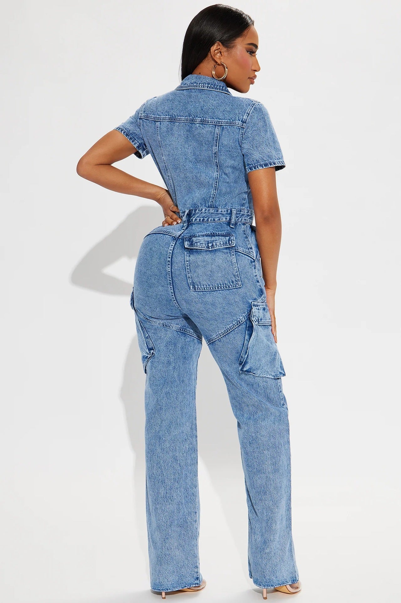 Sculpted Chic Denim Jumpsuit