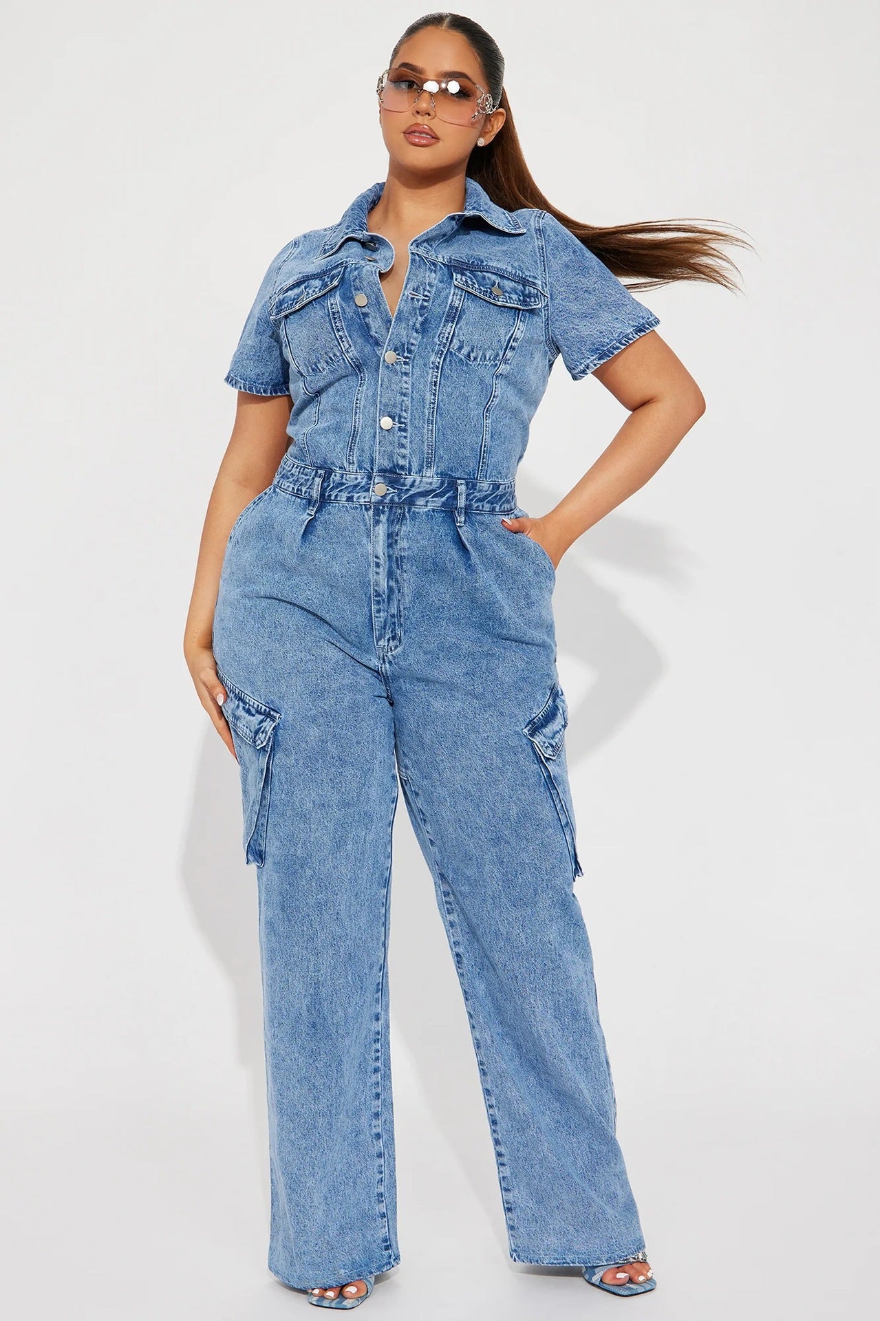 Sculpted Chic Denim Jumpsuit