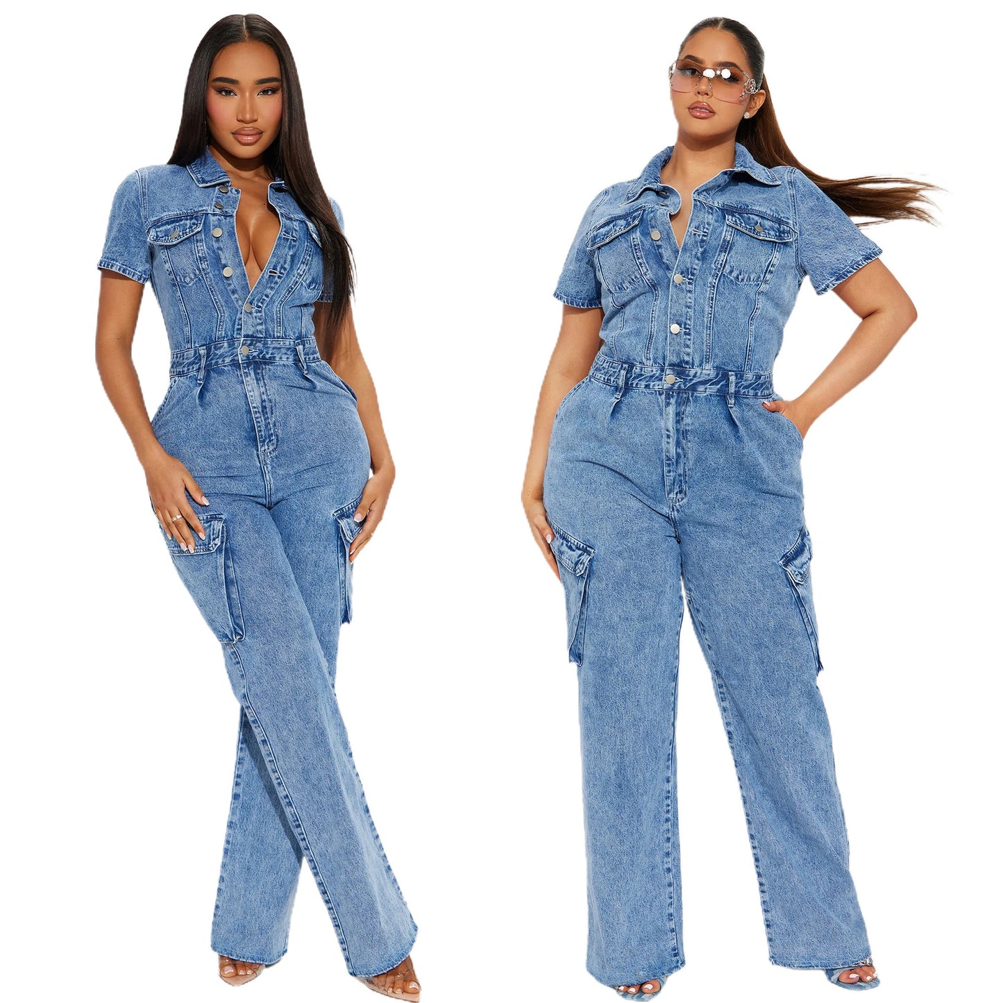 Sculpted Chic Denim Jumpsuit