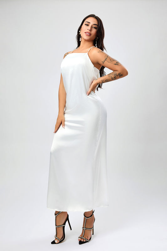 High-quality satin maxi dress,